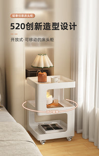 小型床头柜子替代神器铁艺简约现代置物架家用卧室极窄收纳小边几 奶油白+万向轮【优质碳钢合金+赠送棋盘格桌垫】 35x35x55cm
