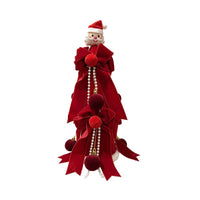 Velvet Christmas Tree with Pom-Poms Mini Tabletop Centerpiece Compact for Mantel