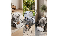 Ventilated Mesh Pet Playpen with Tunnel Portable Cat Tent with Tunnel Lightweight Foldable Dog Playpen Breathable for Cats, Travel