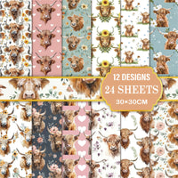 24 Sheets Floral Theme Craft Paper Floral Scrapbook Paper Vivid Prints for Collage
