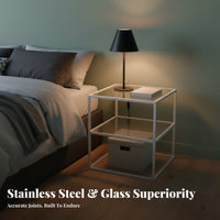 2-Tier Storage Rack Modern design Bedside Table Space-Saving for Bedroom, Parents