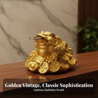 Good Fortune Gift Golden Chan Wealth Ornament Auspicious Symbol Chinese Auspicious Toad Statue Traditional Design for Business Opening, Shop