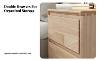 Wooden Nightstand with Drawer Mortise and Tenon Joint Bedside Table for Bedroom