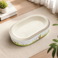 Corrugated Cat Scratching Board Bed Oval Cat Bed with Scratcher Recyclable Pet Supply Space-Saving for Cats, Apartment