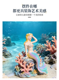 户外美人鱼树脂摆件花园花盆鱼池鱼缸水族箱庭院微景观造景装饰品