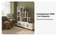 Multifunctional Multi-Tier Geometric shelving unit Double-Sided entry Room Divider Modern design Shelving Unit unrestrictedstanding for Plant Lovers, Design aficionados, Office Workers, Entryway, Hallway, Studio Apartment, Bedroom