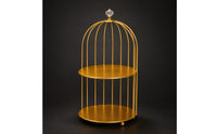 Bird Cage Cosmetic Organizer 2-Tier Bird Cage Makeup Organizer Gold Birdcage Storage Rack for Dressing Table