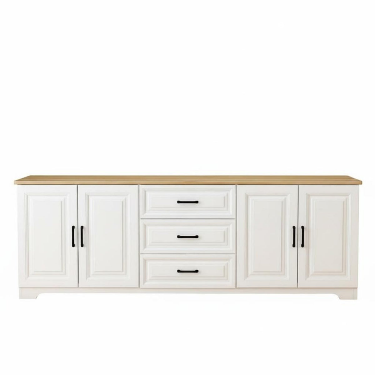 Contemporary Television Cabinet with Storage Sturdy Construction White TV Stand Rounded Corners Modern Entertainment Center for Small Areas, Bedroom