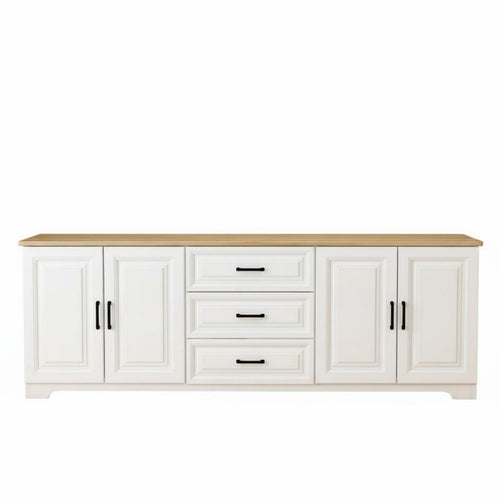 Contemporary Television Cabinet with Storage Sturdy Construction White TV Stand Rounded Corners Modern Entertainment Center for Small Areas, Bedroom