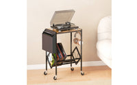 CD Holder Stand Metal Frame Music Storage Table Space Saving Turntable Cart for Living Room, Bedroom