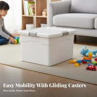 Lidded Pultimatelyic Container with Wheels Large Capacity Storage Container Side Handles Stackable for Parents, Bedroom