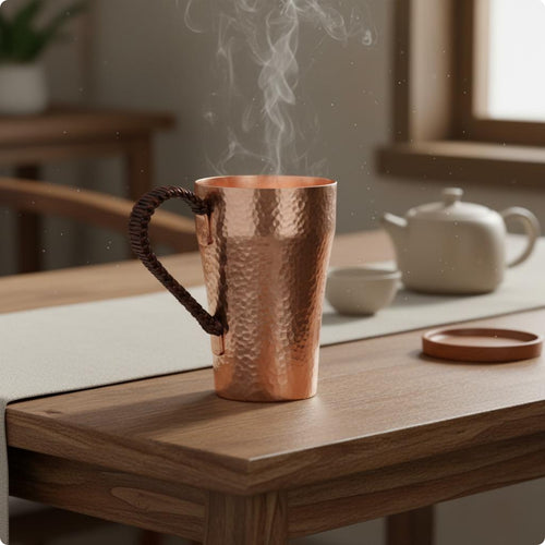 Thick Copper Drinking Cup Handcrafted Drinkware Vintage Style Drink Container for Restaurant