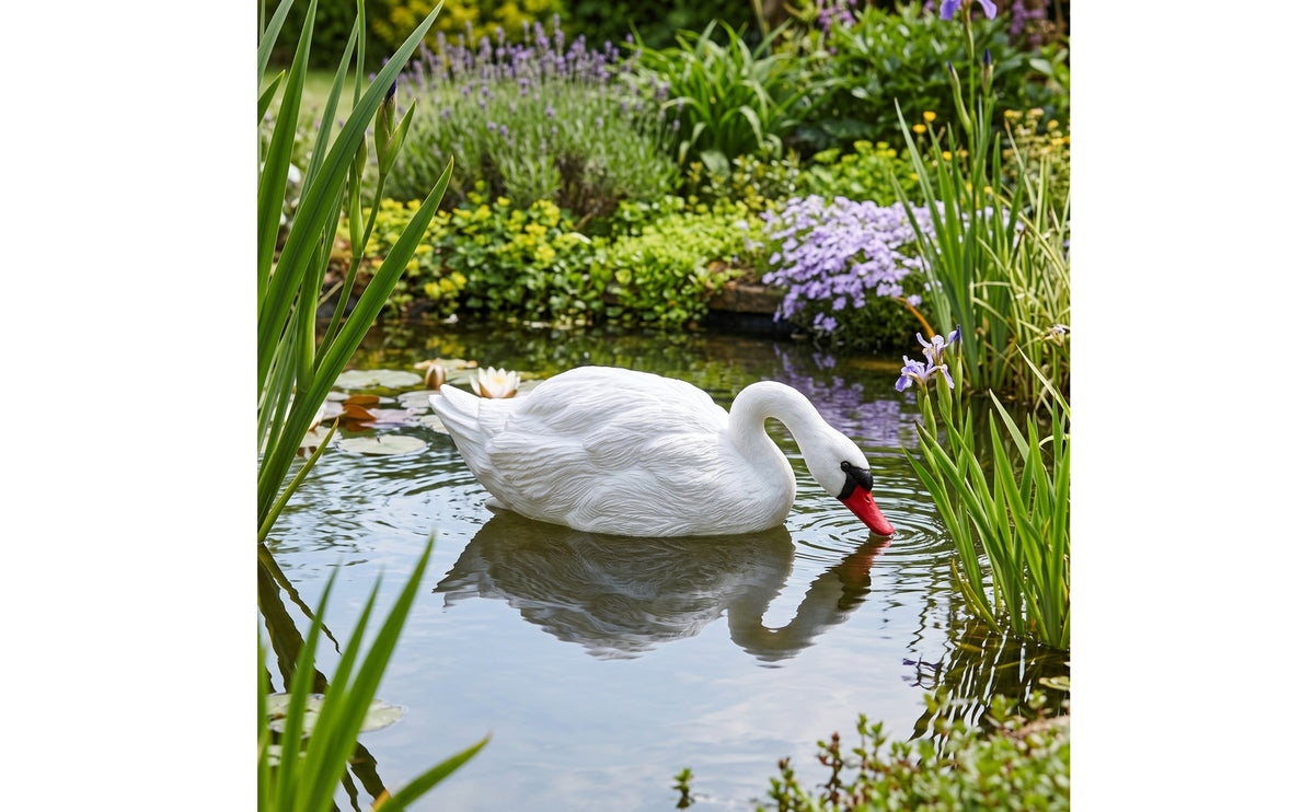 Realistic Floating Swan Lifelike Swan Decoy Weatherproof Pond Decoration Sturdy for Gardeners, Patio