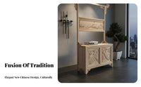 New Chinese and design Hall Tree with Bench and Cabinet Freestanding Entryway Organizer with Bench Multi-Functional Design Coat Stand Space-Saving for Apartment Dwellers, homeowners, Families, Hallway, Mudroom, Bedroom, Living Room