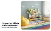 Rolling Book Organizer On casters 5-Tier Rolling book rack Front-Facing Display Easy to Assemble for Artists