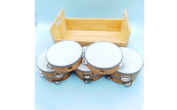 Tambourine with Storage Box Wooden Tambourine 6-Inch Percussion Instrument for Kids, Classroom