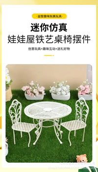 dollouse迷你小家具金属小椅子小桌子摆件娃娃屋场景装饰道具摆件