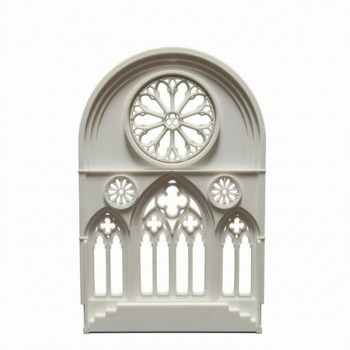 Gothic Window Panel Miniature Cathedral Facade Arched Top Dollhouse Decor