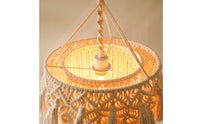 Hand-Woven Macrame Lampshade Tassel Macrame Lamp Shade Bohemian Pendant Lampshade with Tassels Fringe for Bedroom, Nursery, Reading Nook