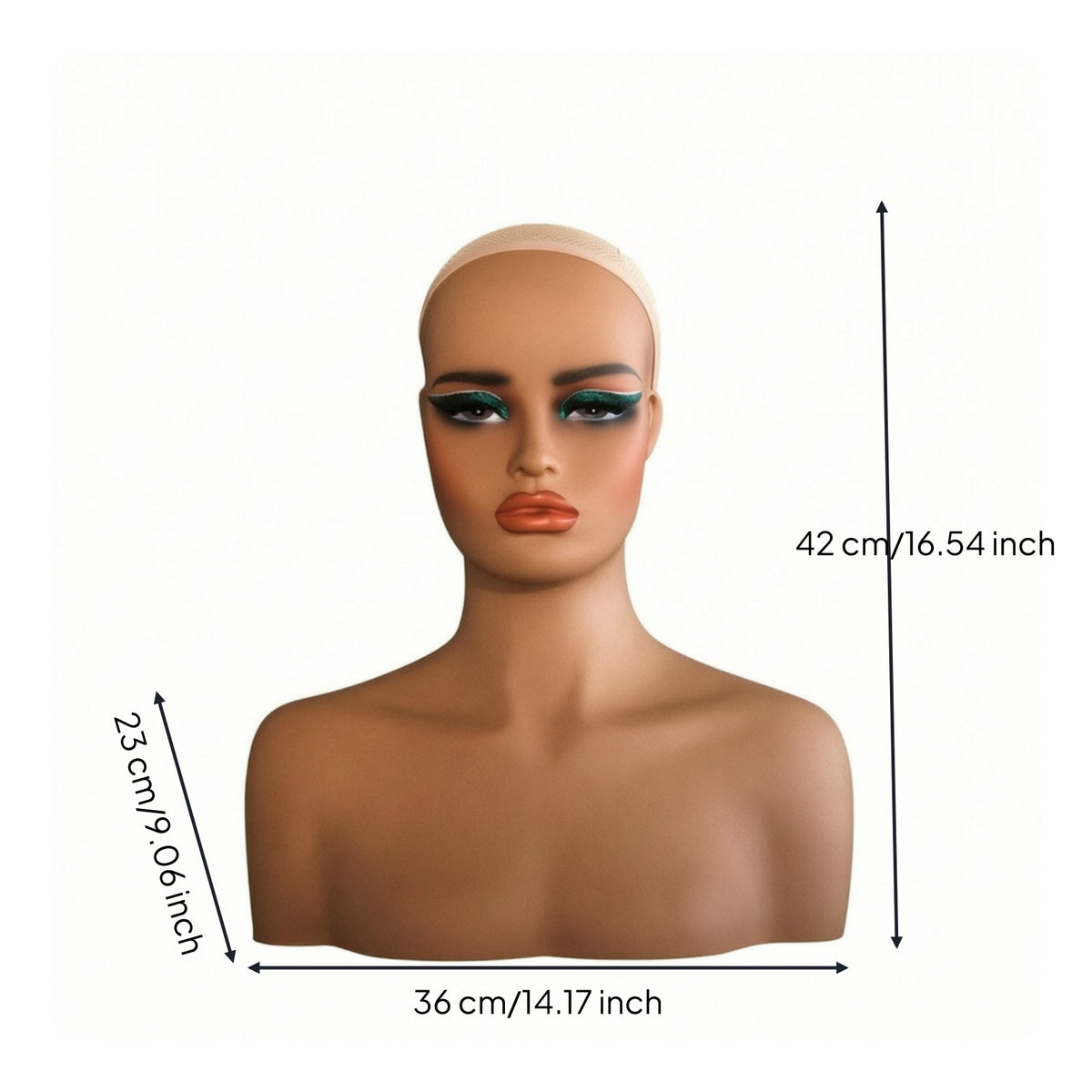 Mannequin Head with Shoulders Professional Female Mannequin Bust Hairpiece Display Head for Salon Owners, Jewelers, Photography Studios