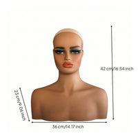 Mannequin Head with Shoulders Professional Female Mannequin Bust Hairpiece Display Head for Salon Owners, Jewelers, Photography Studios