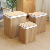 Japanese Rattan-Style Laundry Basket with Lid for Balcony