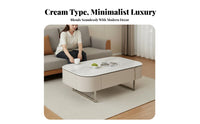 Light Luxury Design Sculptural Low Table Creamy Aesthetic Bean-Shaped Accent Table Modern aesthetic Living Room Furniture space-saving for Apartment Dwellers, Homeowners, Interior Designers, Small Spaces, Lounge Area, Bedroom, Office
