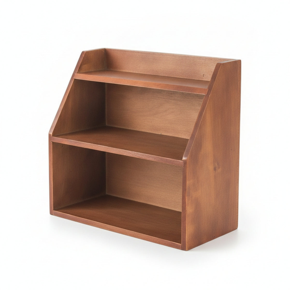 Three-Tier Organizer Rustic Desktop Organizer Shelf Slanted Sides