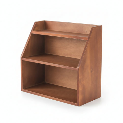 Three-Tier Organizer Rustic Desktop Organizer Shelf Slanted Sides