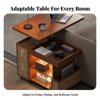 Adjustable Curved Design D End Table With Wheels Serving Trolley Mobile Design Versatile for Distant Workers, Homeowners
