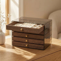 Large Capacity Walnut Wood Jewelry Storage Box with Display Rack
