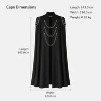 Fantasy Theatrical Cloak Men, Fancy Dress Hooded Cape, Costume Cloak Chain Embel #variant:Black