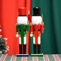 25 New 38CM Flat-Top Flag Soldier Nutcracker Solid Wood Decorative Puppet Gift Craft Christmas Ornament