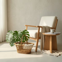Oval-Shaped Woven Wicker Basket with Handles Handwoven Basket with Lace for Farmers Market