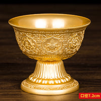 High-Footed Eight Auspicious Symbols Water Offering Bowl for Buddhist Altar