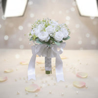 Cream Blossom Floral Arrangement with Bow Photo Prop Occasion Decor Long-Lasting