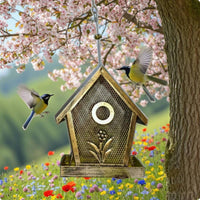 Metal Outdoor Bird Feeder Weatherproof Hanging Bird Feeder Vintage Look Garden Decor