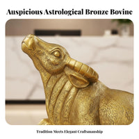Brass Ox Statue Traditional Craftsmanship Chinese Astrological Ox Figurine