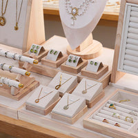 Jewelry Store Display Rack Set with Necklace, Earring, Ring, and Bracelet Holders, Beige