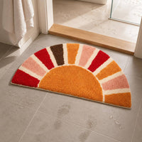 Semicircular Bath Mat Faux Cashmere Semi-Circular Bath Mat Dot Backing