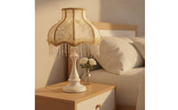 Fringe Table Lamp Decorative Table Lamp with Textile Shade Vintage-Inspired Princess-Style for Girls, Bedroom, Reading Corner