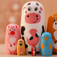 Cartoon Cow Nesting Doll Cute Nesting Doll with Cow Motif Glossy Wooden Animal Figurines Stackable for Children, Collectors, Nursery Decor, Desk Decoration, Playroom