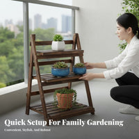 Multi-Tier Folding Planter Shelf Weather-Resistant blossom Rack for Corner Space