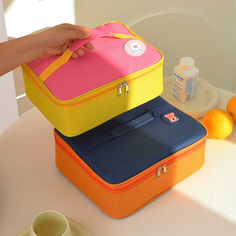 Portable Lunch Bag with Divided Container and Thermal Pack