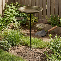 Leaf Tray Bird Feeder Black Post Outdoor Decor Yard