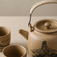 Wood Fired Teapot Set, Ceramic, Landscape Home