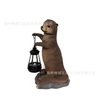 Solar Otter Lantern Garden Resin Animal Statue Decoration