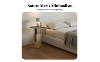 Square Block Side Table Wabi-Sabi Design Nightstand Cream-Colored for Homeowners