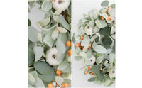 Eucalyptus Wreath with Pumpkins Thanksgiving for Wall, Kitchen