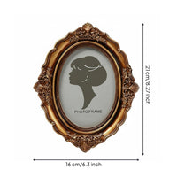 Oval Photo Frame Wall Mountable Carved Resin Frame Glass Front for Mantelpiece